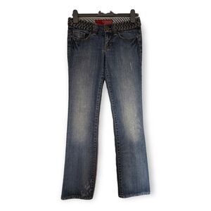 Guess Low-Rise Distressed Bootcut Jeans with Braided Detail Size 26